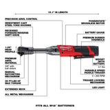 Milwaukee M12 FUEL 12V Brushless Cordless 3/8 in. Extended Reach Ratchet Kit with Metric Ratcheting Wrench Set