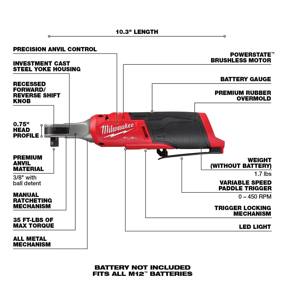 Milwaukee M12 FUEL 12V Lithium-Ion Brushless High-Speed 3/8 in. Cordless Ratchet and M12 FUEL 3 in. Cutoff Saw (Tool-Only)