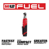 Milwaukee M12 FUEL 12V Brushless Cordless High-Speed 1/4 in. Ratchet Kit with (2) CP2.0 Batteries, Charger & Bag
