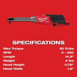 Milwaukee M12 FUEL 12V 3/8 in. Extended Reach High-Speed Cordless Ratchet with M12 Grease Gun & (2) M12 HO CP2.5 Batteries