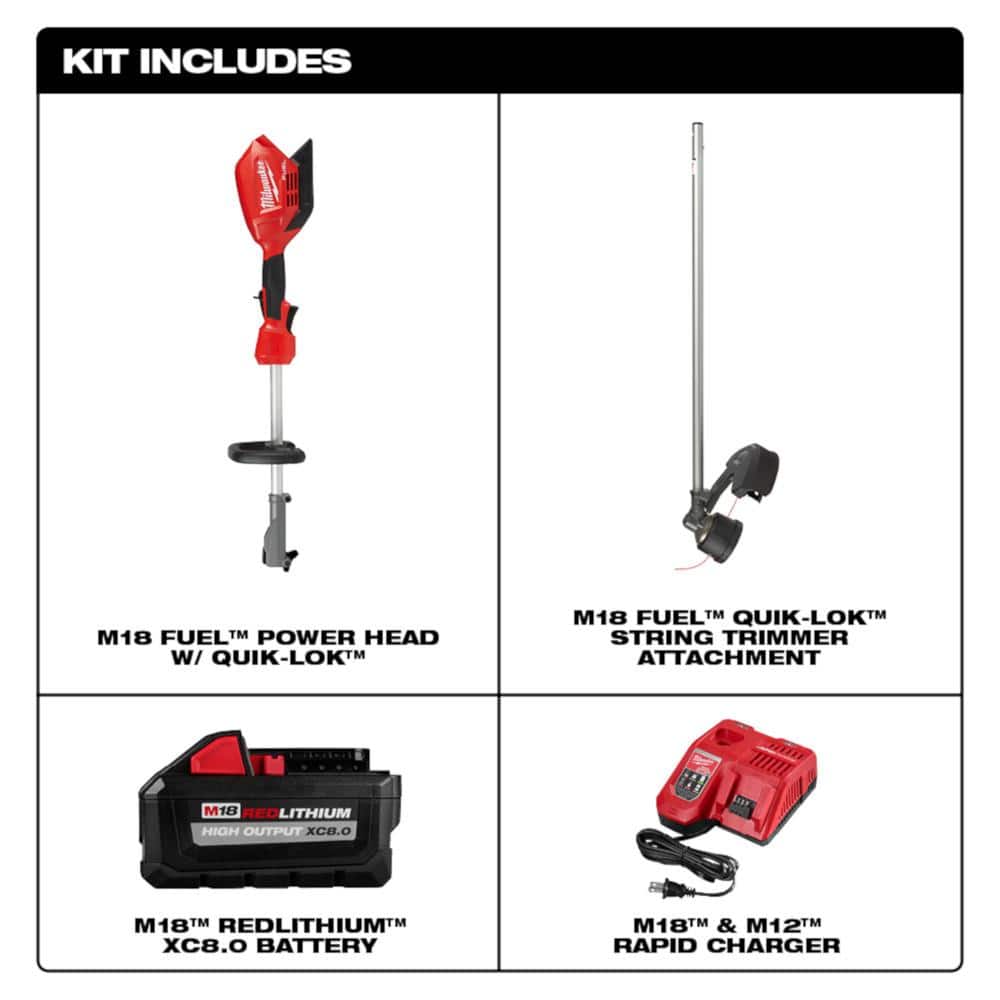 Milwaukee M18 FUEL 18-Volt Cordless Brushless String Trimmer with QUIK-LOK, 14–16 in. Cutting Swath, with M18 5.0Ah Battery