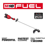 Milwaukee M18 FUEL 18V Brushless Cordless 17 in. Dual-Battery Straight Shaft String Trimmer Kit with HATCHET 8 in. Pruning Saw, (2) XC8.0 Batteries & Dual-Bay Charger