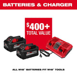 Milwaukee M18 FUEL 18V Brushless Cordless 17 in. Dual-Battery String Trimmer with 14 in. Top Handle Chainsaw, (2) 8.0Ah Batteries & Rapid Charger
