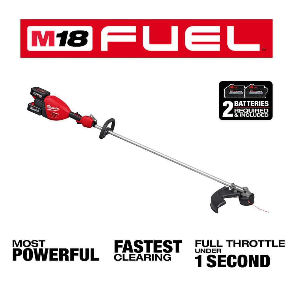 Milwaukee M18 FUEL 18V Brushless Cordless 17 in. Dual-Battery String Trimmer Kit with (2) FORGE XC 8.0 Ah Batteries and Super Charger