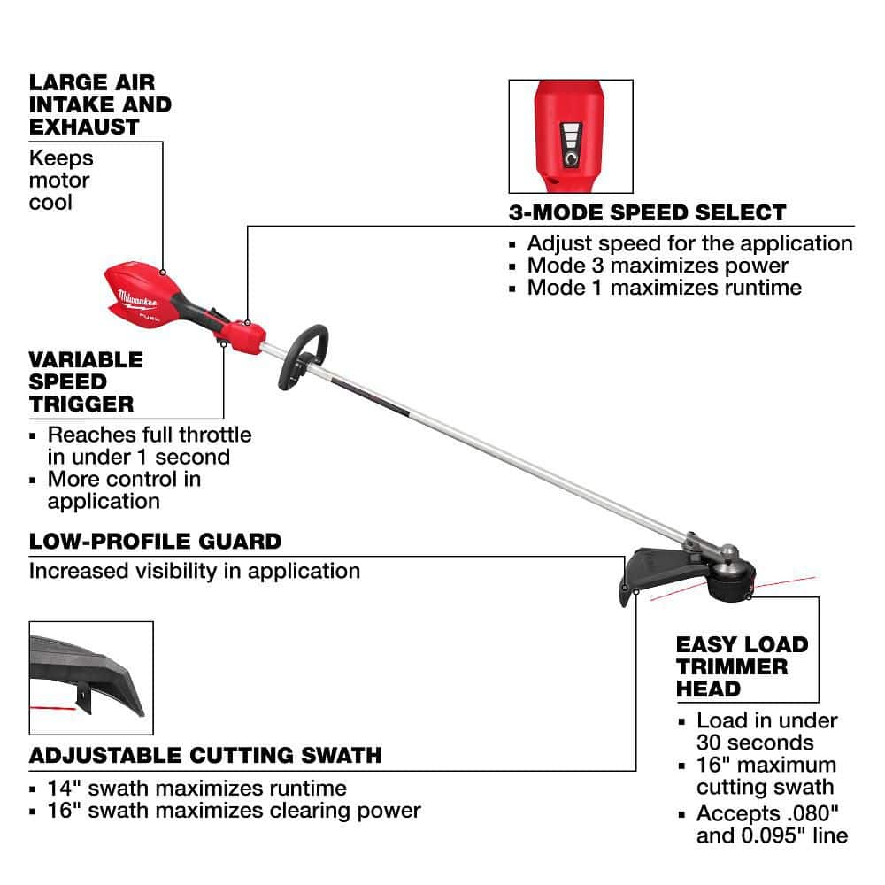 Milwaukee M18 FUEL 16" Brushless Cordless String Trimmer, 18V (Tool-Only, 3046-20)