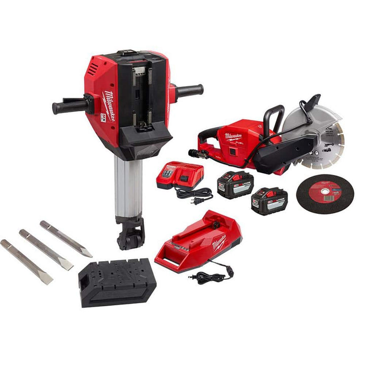 Milwaukee MX FUEL Cordless 1-1/8 in. Breaker Kit + M18 FUEL ONE-KEY 18V Brushless 9 in. Cut-Off Saw Combo (Model MXF368-1XC-2786-22HD)
