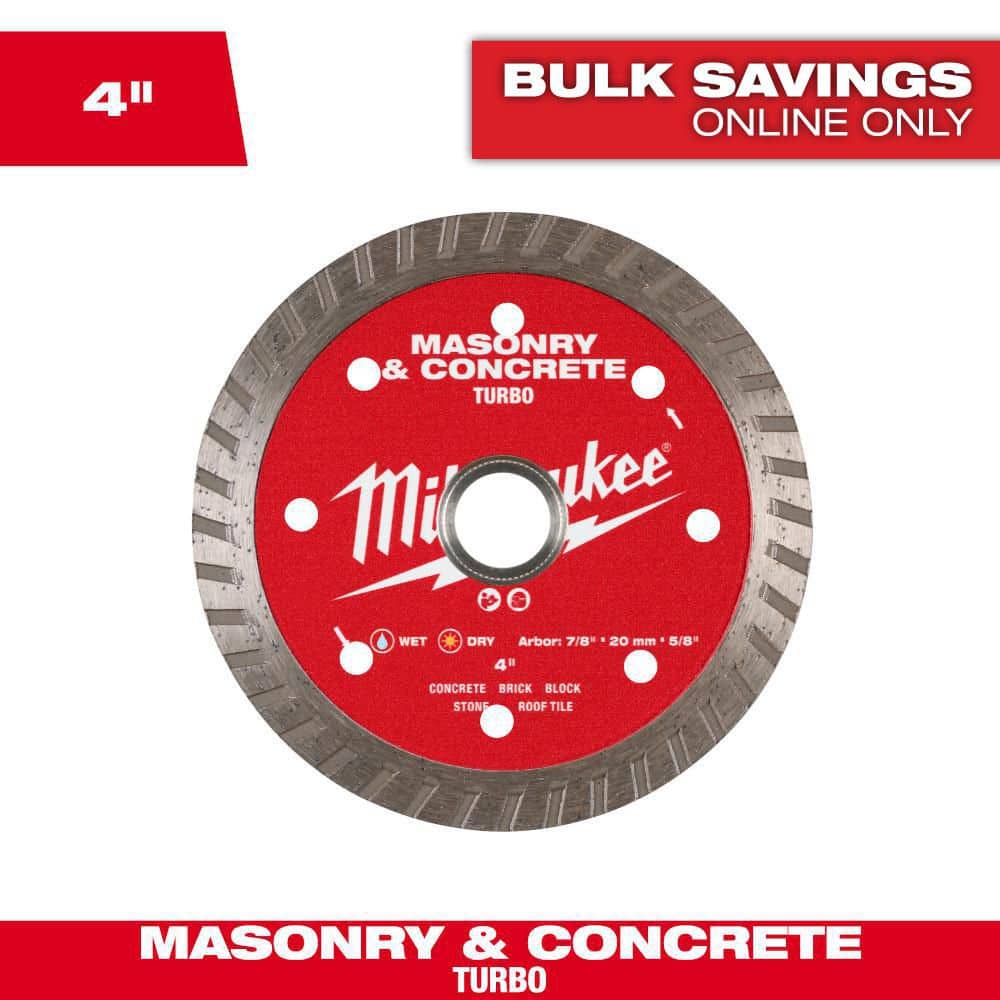 Milwaukee 7 in. Turbo Masonry & Concrete Diamond Blade, DM 7/8"–5/8" Arbor, 8,730 RPM