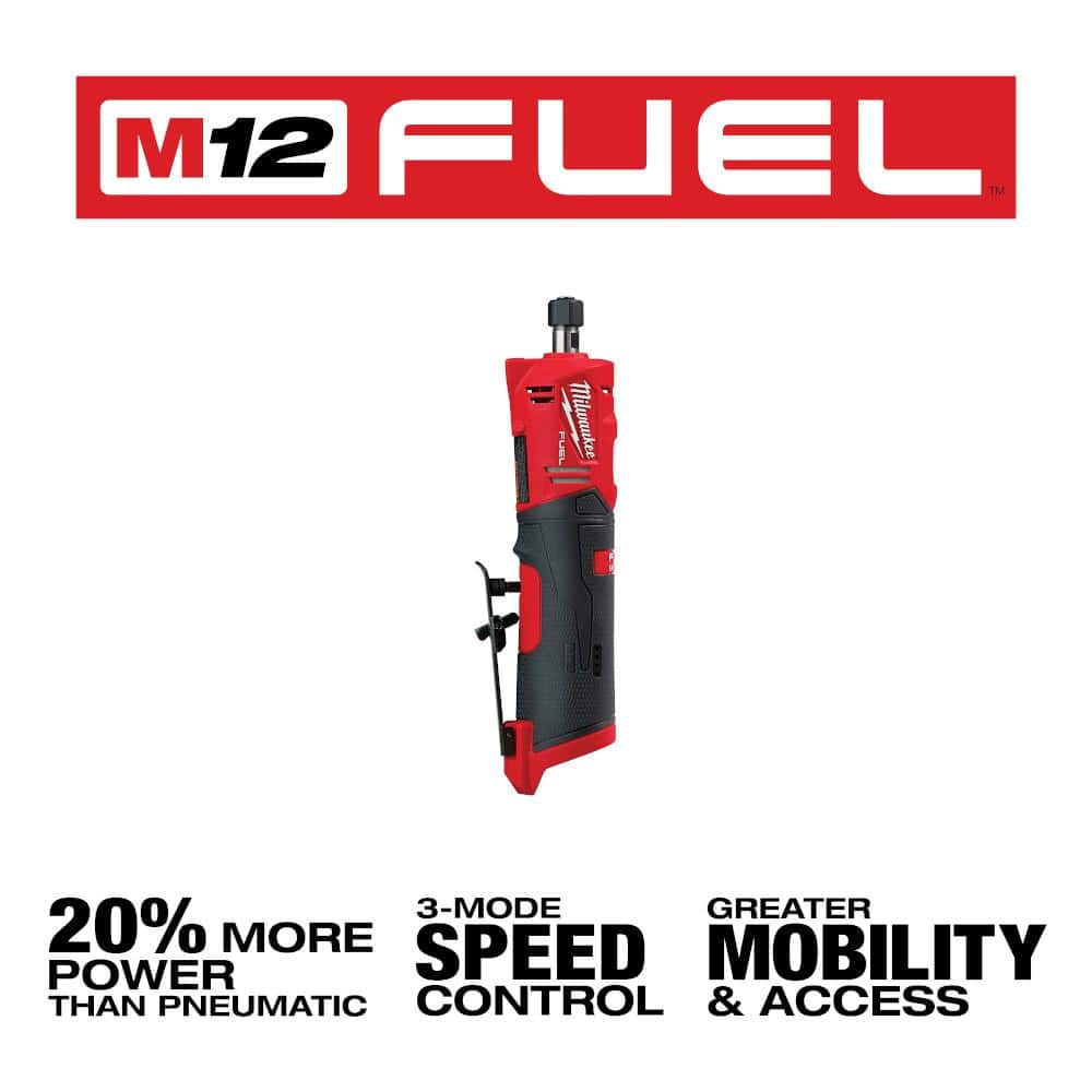 Milwaukee M12 FUEL 12V Brushless Cordless 1/4 in. Right & Straight Die Grinder Kit w/ (2) M12 CP 2.5Ah Batteries