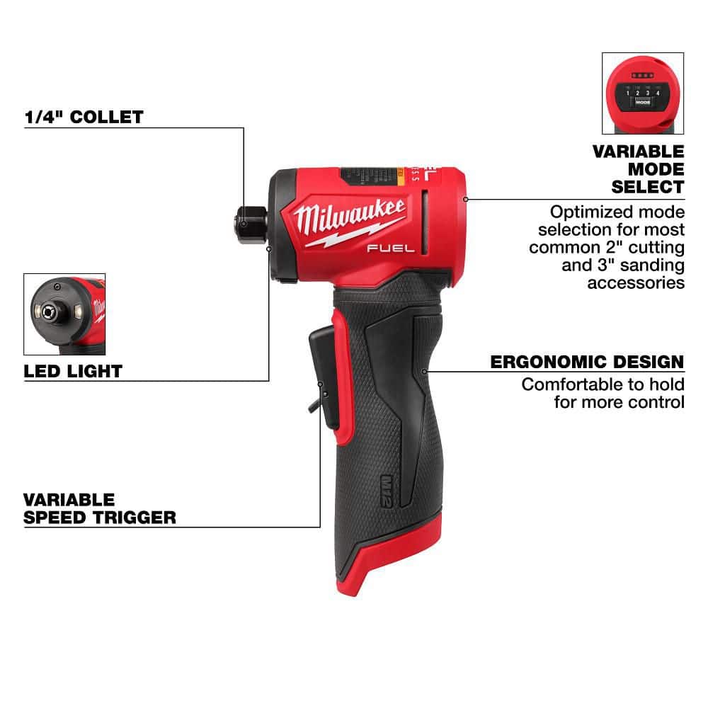 Milwaukee M12 FUEL 12V Brushless Cordless 1/4 in. Right Angle Die Grinder (Tool-Only)