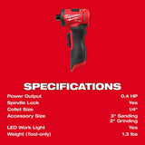 Milwaukee M12 FUEL 12V Brushless Cordless 1/4 in. Right Angle Die Grinder (Tool-Only)