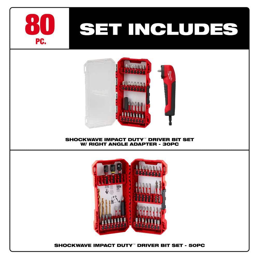 Milwaukee SHOCKWAVE Impact Duty Alloy Steel Driver Bit Set, Hex Shank (50-Piece)