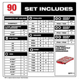 Milwaukee SHOCKWAVE Impact Duty Alloy Steel Driver Bit Set with PACKOUT Low-Profile Organizer, 90-Piece