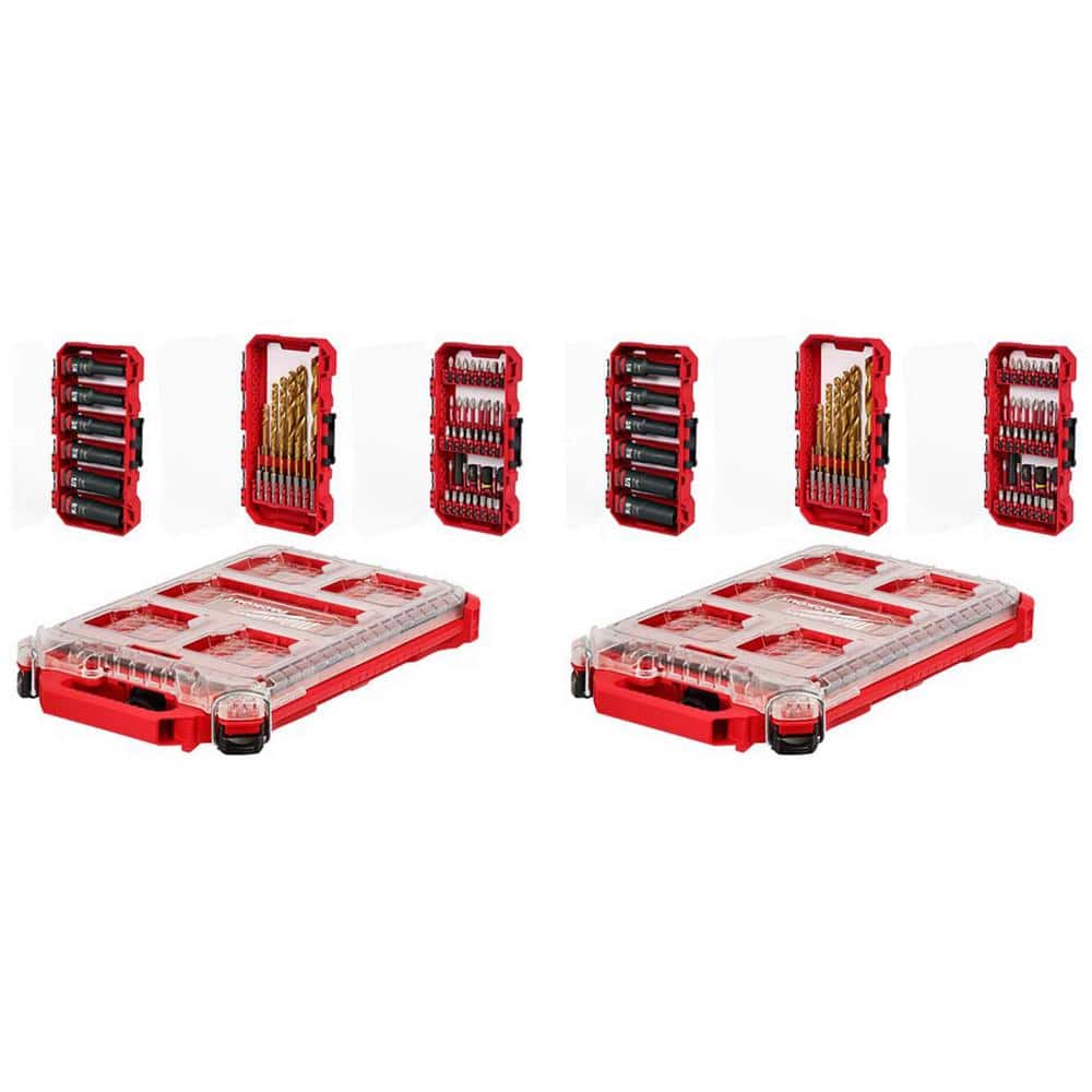 Milwaukee SHOCKWAVE Impact Duty Alloy Steel Screw Driver Bit Set with (2) PACKOUT Cases, 120-Piece