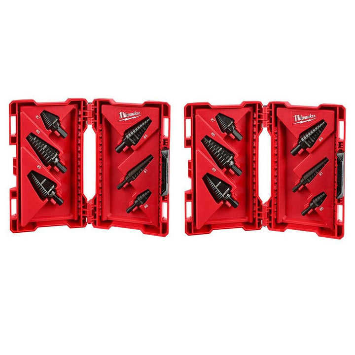 Milwaukee Black Oxide Step Drill Bit Set, 12-Piece (JAM-FREE Dual-Flute, Secure-Grip 3-Flat Shank)