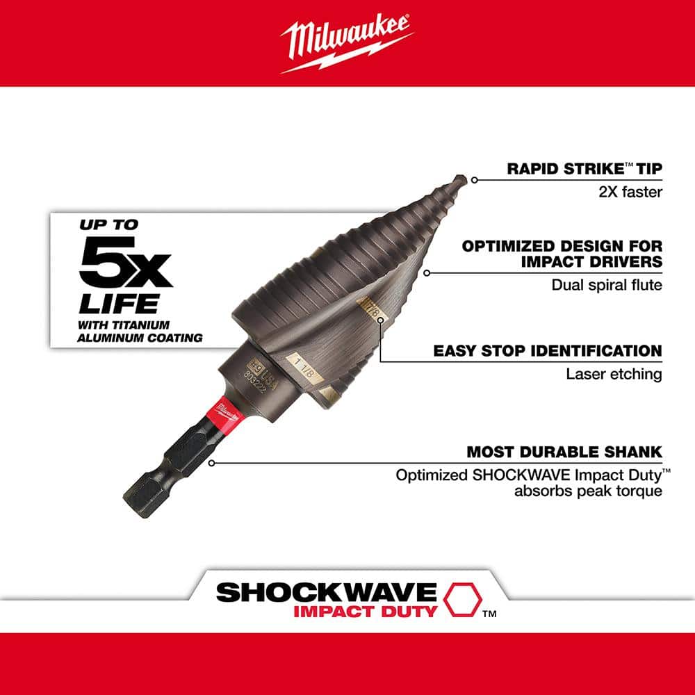 Milwaukee SHOCKWAVE Impact Duty Titanium Step Bit Kit (3-Piece)