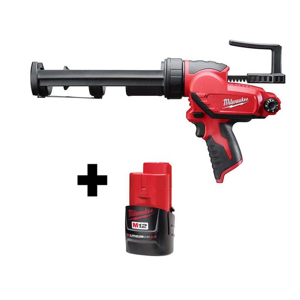 Milwaukee M12 12-Volt Lithium-Ion Cordless 10 oz. Adhesive & Caulk Gun with M12 CP High Output 2.5 Ah Battery Pack
