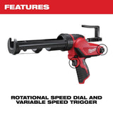Milwaukee M12 12-Volt Lithium-Ion Cordless 10 oz. Adhesive & Caulk Gun with M12 CP High Output 2.5 Ah Battery Pack
