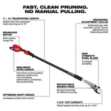 Milwaukee M18 Brushless 18-Volt Cordless Telescoping Pole Pruning Shears, 7–10 ft Reach, Tool-Only (3008-20)