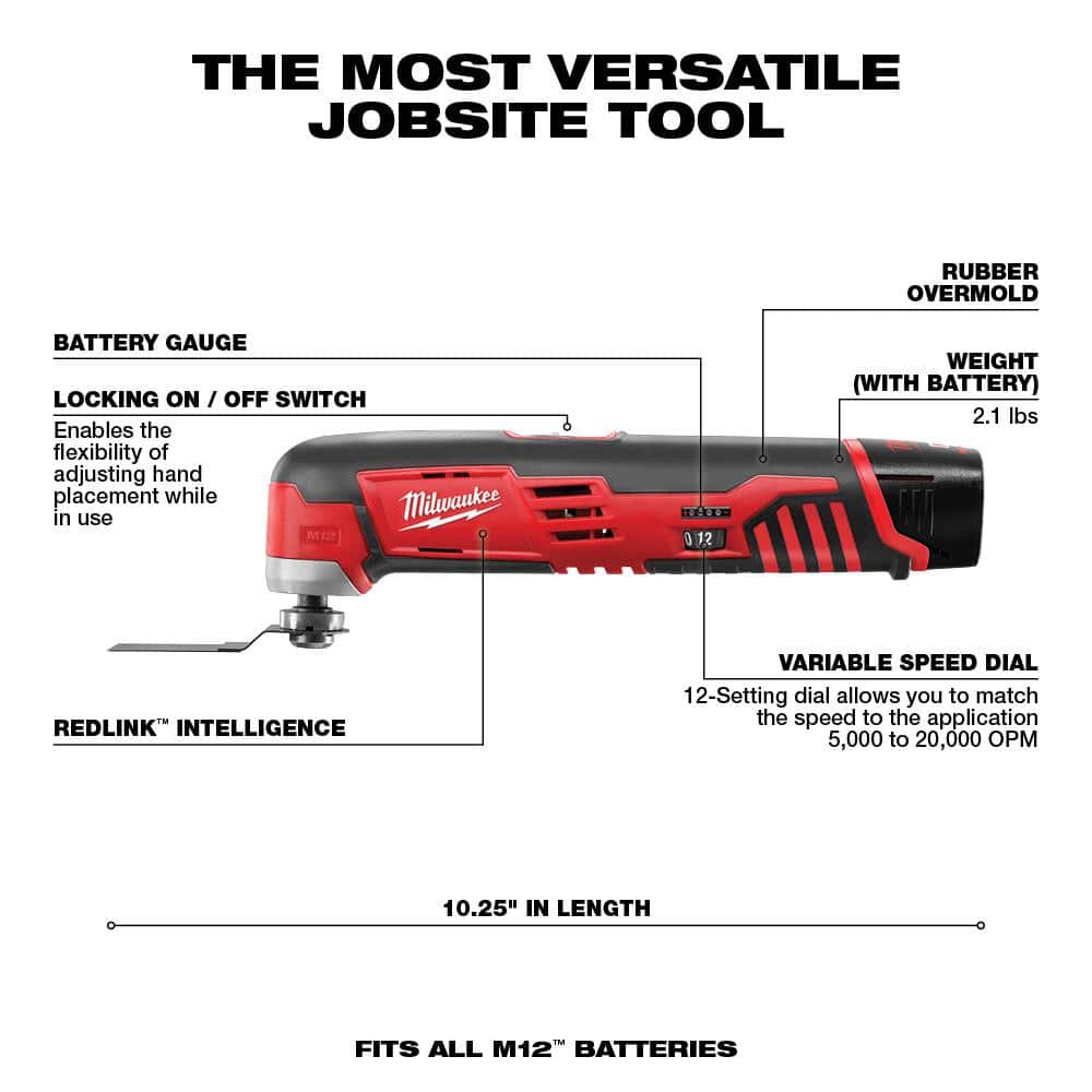 Milwaukee M12 12V Lithium-Ion Cordless 1/4 in. Hex Screwdriver Kit with M12 Lithium-Ion Cordless Multi-Tool (Tool Only)