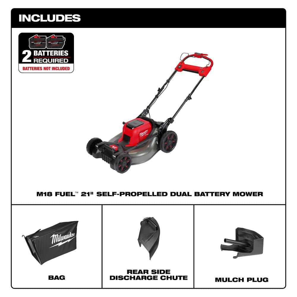 Milwaukee M18 FUEL Brushless Cordless 21 in. Dual-Battery Self-Propelled Walk-Behind Mower, Tool-Only (Model 2823-20)