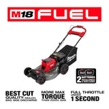 Milwaukee M18 FUEL Brushless Cordless 21 in. Self-Propelled Dual-Battery Lawn Mower Kit with (2) 12.0Ah REDLITHIUM Batteries, Rapid Charger & Safety Glasses