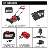 Milwaukee M18 FUEL Brushless Cordless 21 in. Self-Propelled Dual-Battery Walk-Behind Mower Kit with (2) 12Ah Batteries, Rapid Charger & Replacement Blade