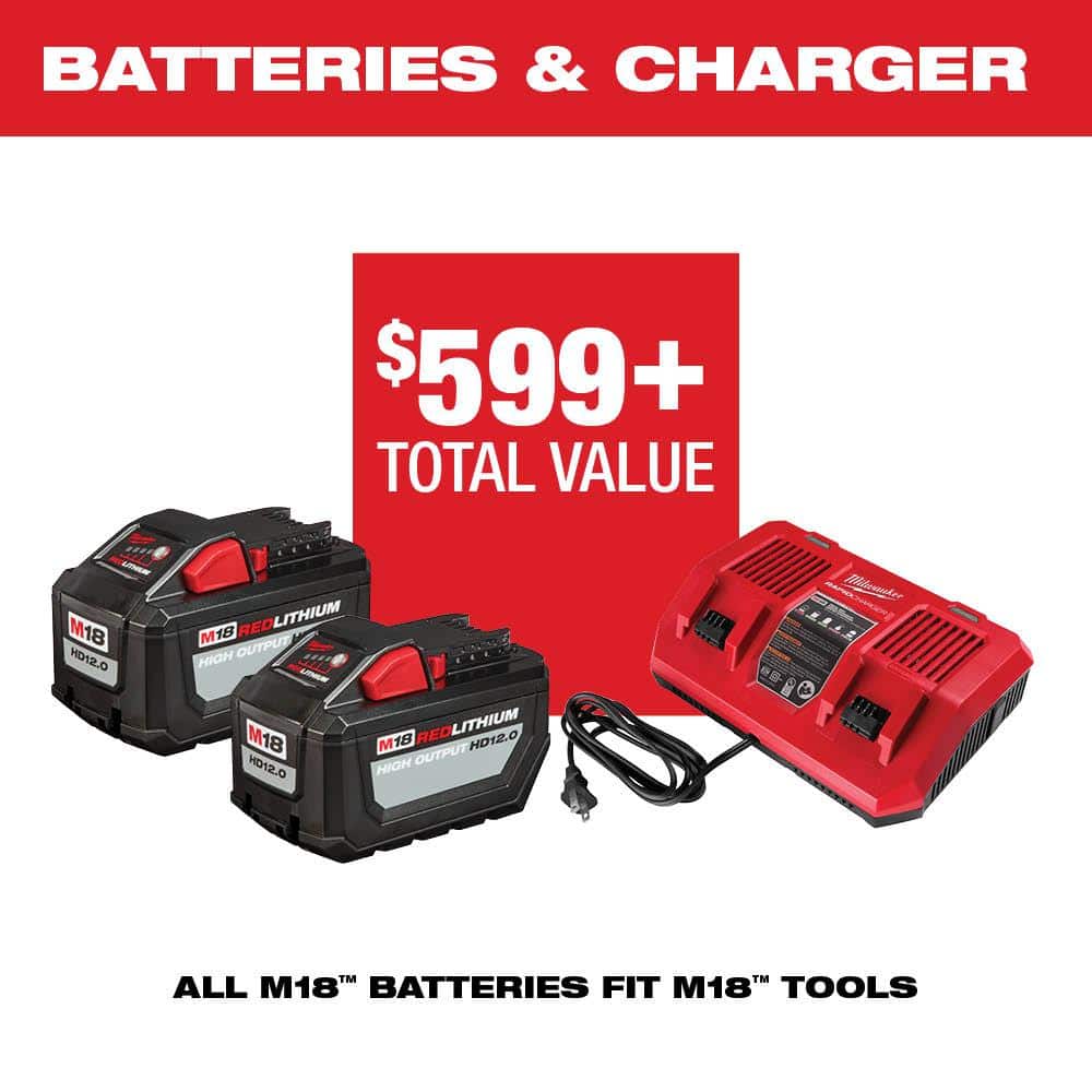 Milwaukee M18 FUEL Brushless Cordless 21 in. Self-Propelled Dual-Battery Walk-Behind Mower Kit with (2) 12Ah Batteries, Rapid Charger & Replacement Blade