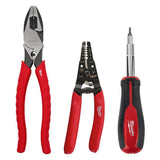 Milwaukee Electrician's Screwdriver, Lineman's Plier & Wire Stripper Hand Tool Kit (3-Piece)
