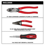 Milwaukee Electrician's Screwdriver, Lineman's Plier & Wire Stripper Hand Tool Kit (3-Piece)