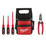 Milwaukee Electrician's Hand Tool Set with Tool Pouch, 5-Piece (48-22-8111/48-22-2202/48-22-3079)