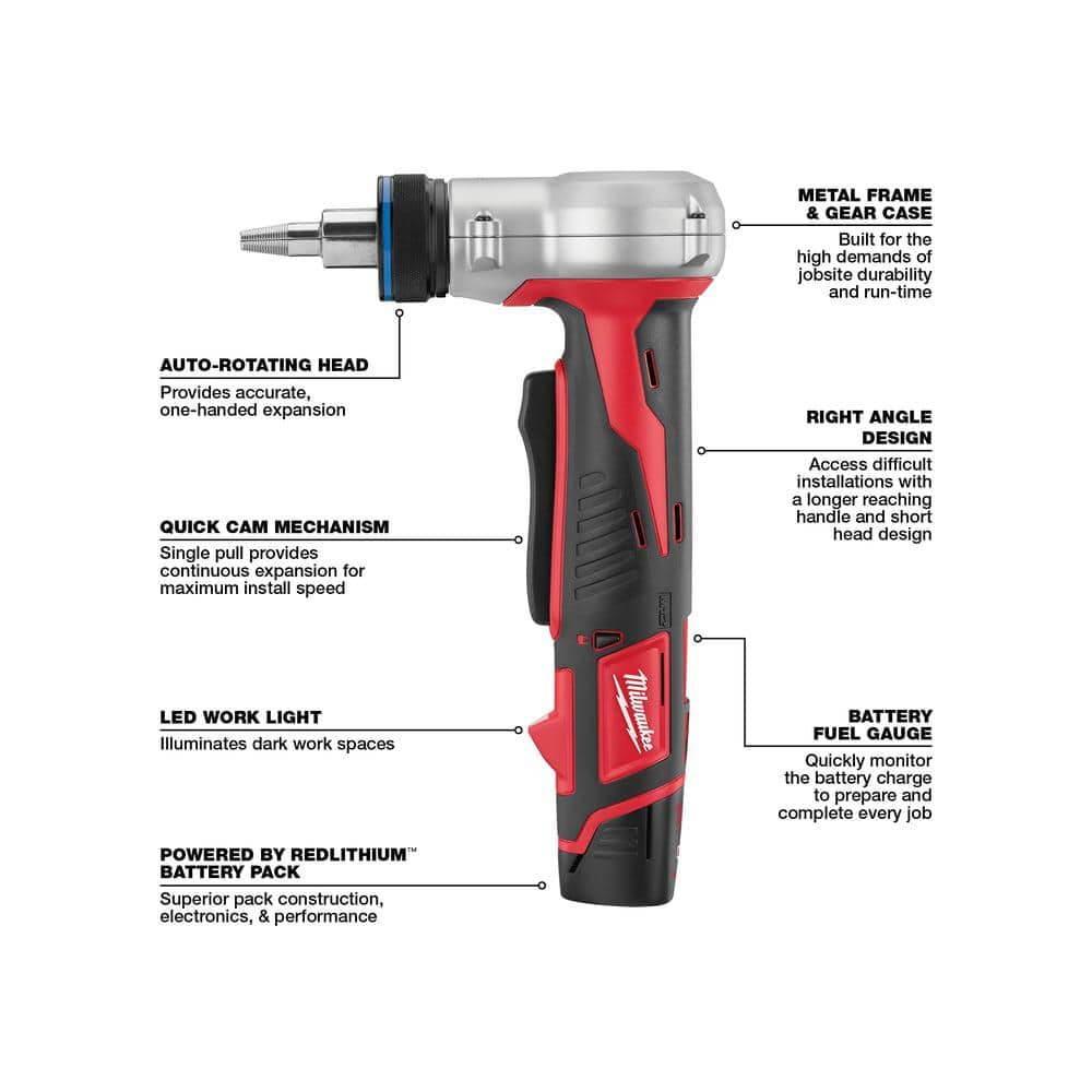 Milwaukee M12 12-Volt Lithium-Ion Cordless ProPEX Expansion Tool, Tool-Only (2432-20)