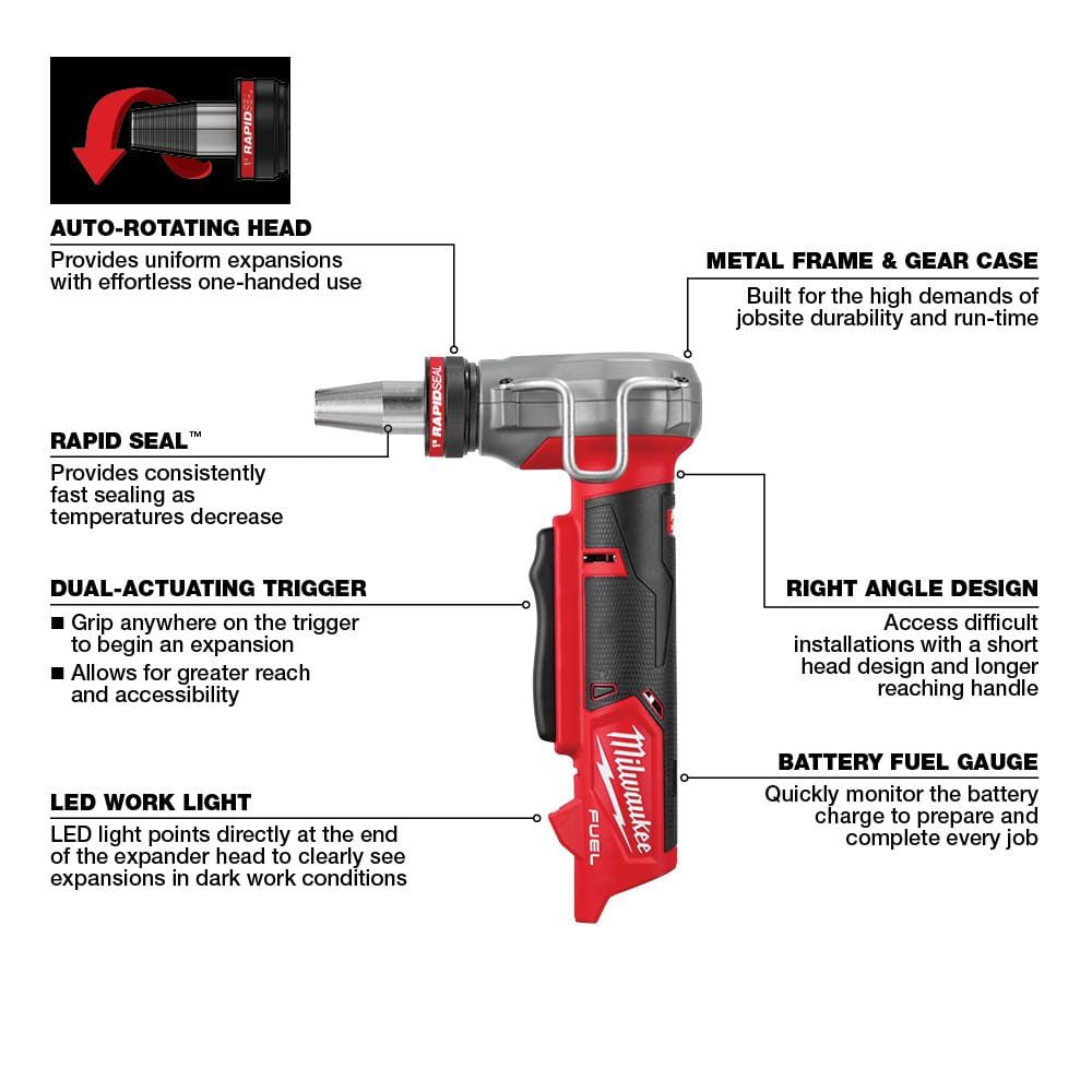 Milwaukee M12 FUEL ProPEX Expansion Tool with 1/2 in. to 1 in. RAPID SEAL ProPEX Expander Heads & M12 PVC Pipe Shear