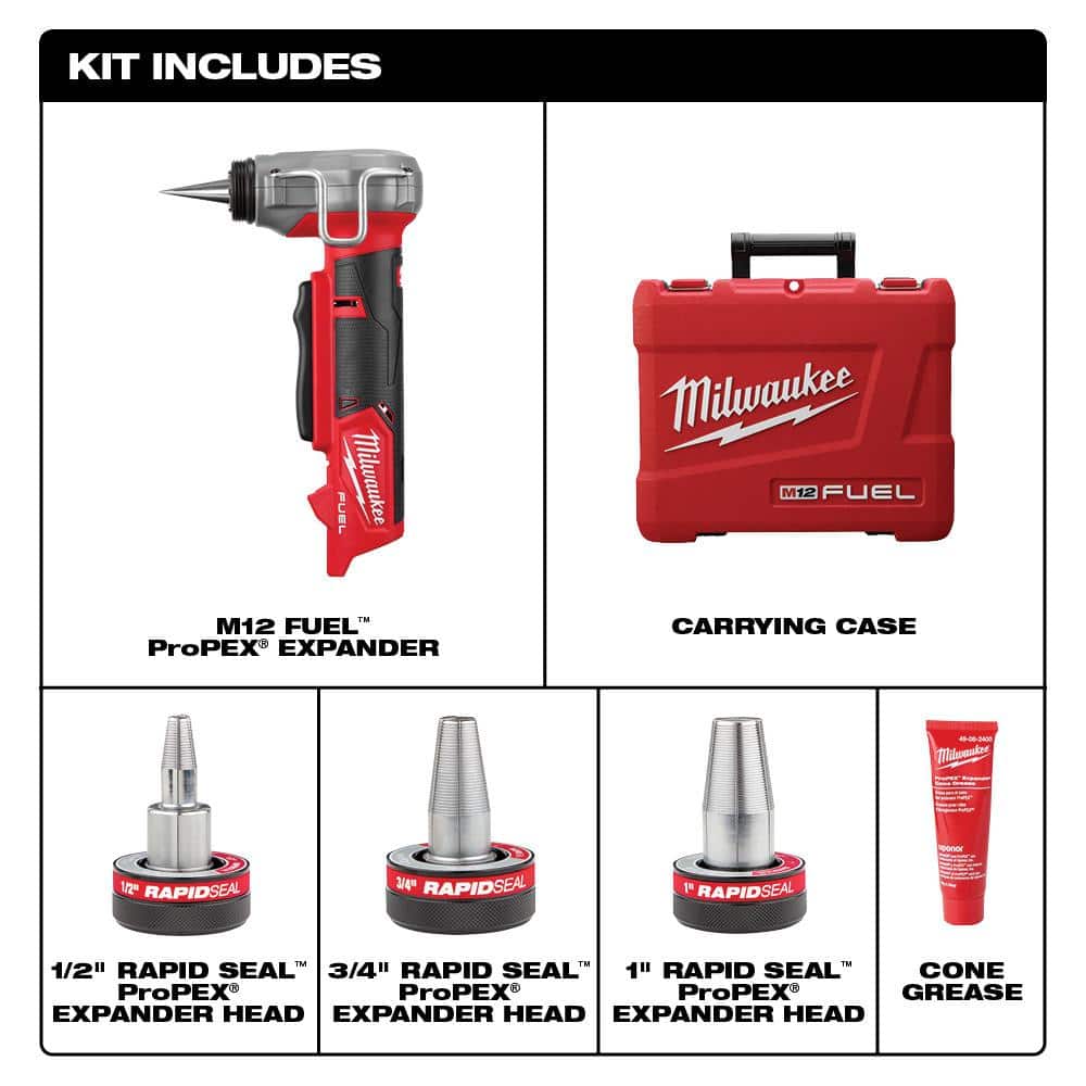 Milwaukee M12 FUEL ProPEX Expansion Tool with 1/2 in. to 1 in. RAPID SEAL ProPEX Expander Heads & M12 PVC Pipe Shear