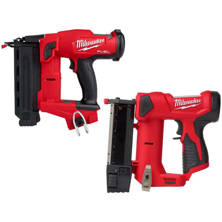 Milwaukee M18 FUEL 18-Volt Brushless Cordless Gen II 18-Gauge Brad Nailer + M12 23-Gauge Cordless Pin Nailer (Tool-Only)