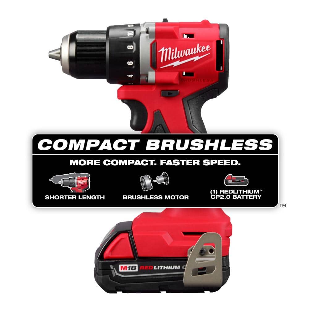 Milwaukee M18 FUEL 18-Volt Lithium-Ion Brushless Cordless Gen II 18-Gauge Brad Nailer W/M18 Brushless 1/2 Drill Driver Kit