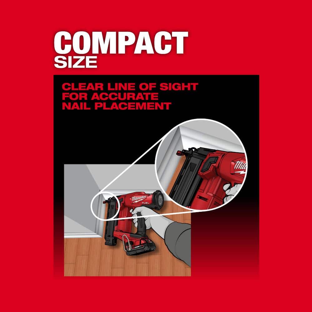 Milwaukee M18 FUEL 18GA Brad Nailer + M12 Green 360° 3-Plane Laser Kit w/ 4.0Ah Battery, Charger & Case