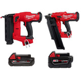 Milwaukee M18 FUEL Cordless 18‑Gauge Brad Nailer + 21° 3-1/2 in. Framing Nailer Combo with M18 2.0Ah & XC5.0 Batteries