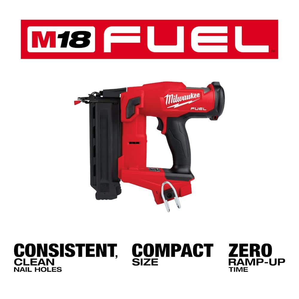 Milwaukee M18 FUEL 18-Volt Lithium-Ion Brushless Cordless Gen II 18-Gauge Brad Nailer Kit with 8.0 Ah Battery and Rapid Charger