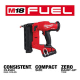 Milwaukee M18 FUEL Gen II 18-Gauge Brushless Cordless Brad Nailer w/ HIGH OUTPUT CP 3.0Ah Battery Pack (2-Pack), 18V, 5/8–2-1/8 in