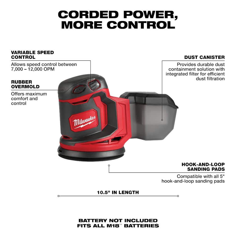 Milwaukee M18 FUEL 18-Volt Lithium-Ion Brushless Cordless Gen II 15-Gauge Angled Nailer with Random Orbit Sander