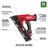Milwaukee M18 FUEL 18-Volt Lithium-Ion Brushless Cordless Gen II 15-Gauge Angled Nailer with Random Orbit Sander