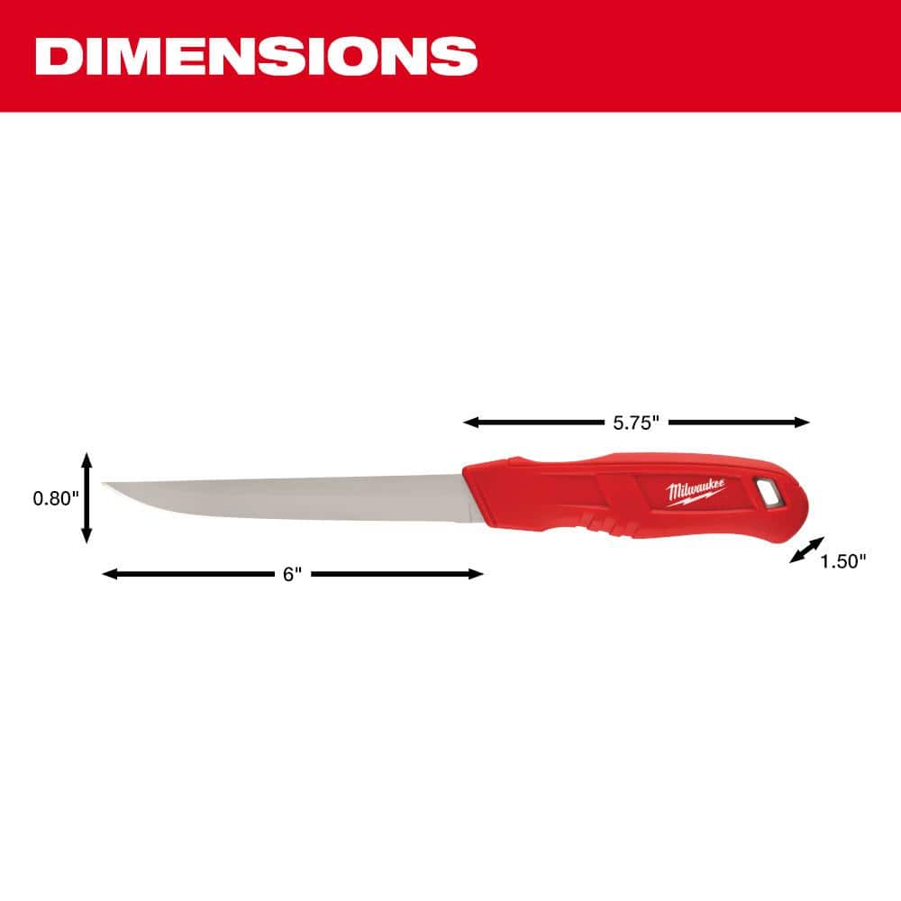 Milwaukee 6 in. Smooth Blade Insulation Knife, Stainless Steel, Full Tang