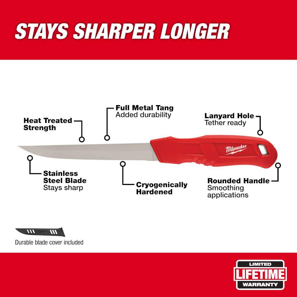 Milwaukee 6 in. Smooth Blade Insulation Knife, Stainless Steel, Full Tang