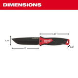 Milwaukee 5 in. HARDLINE AUS-8 Steel Fixed Blade Knife with Sheath