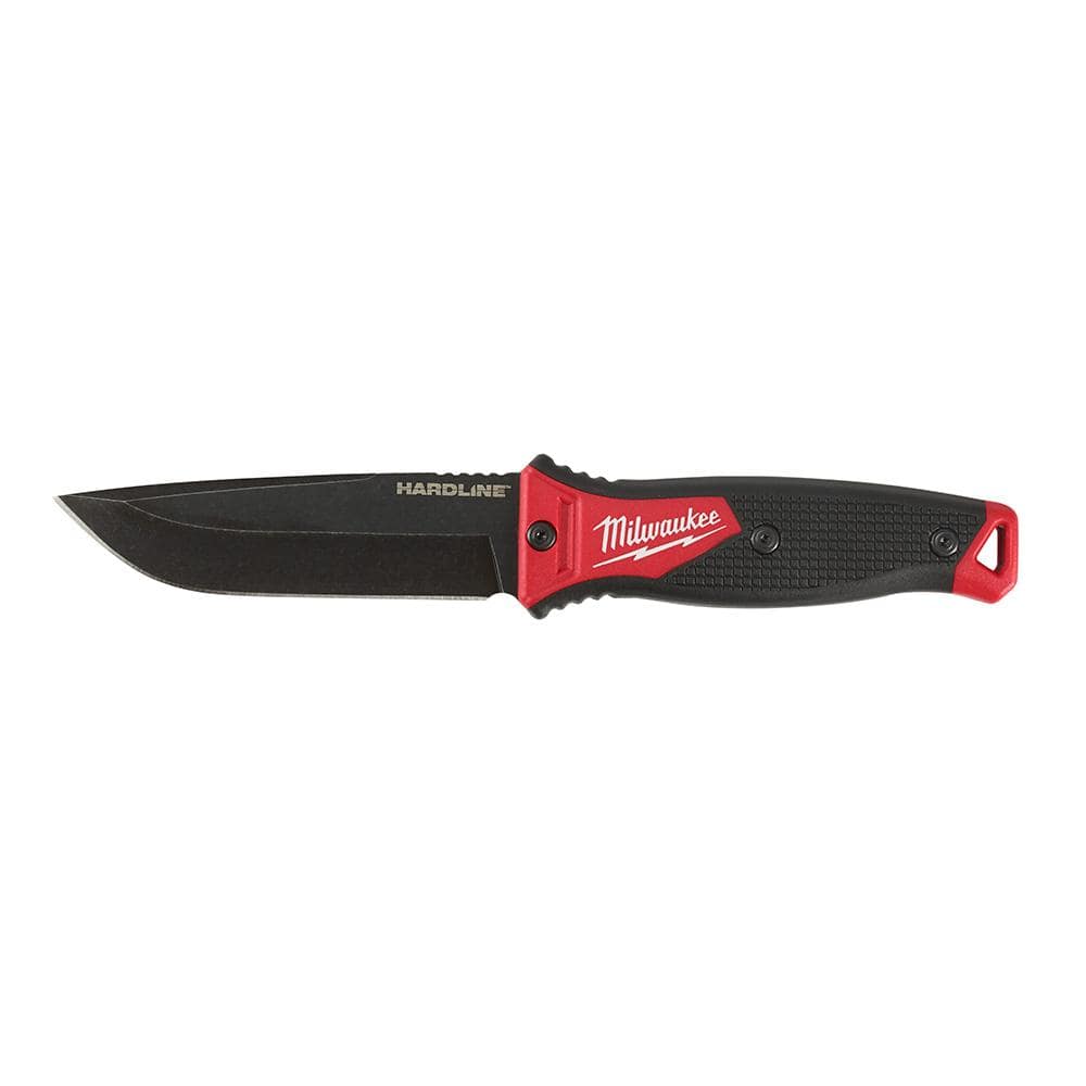 Milwaukee 5 in. HARDLINE AUS-8 Steel Fixed Blade Knife with Sheath