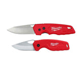 Milwaukee FASTBACK Stainless Steel Folding Knife with 2.95 in Blade and Compact Folding Knife with 2.5 in Blade (2-Piece)