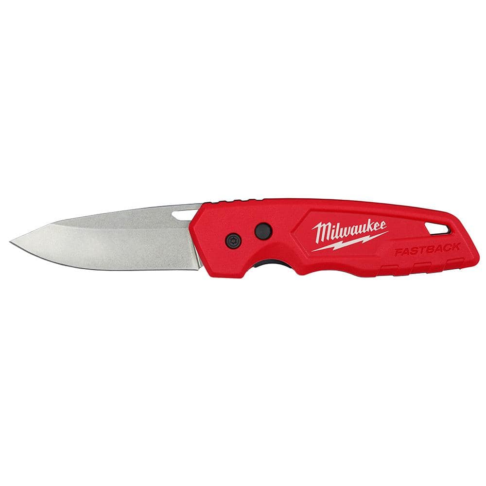 Milwaukee FASTBACK Stainless Steel Folding Knife with 2.95 in Blade and Compact Folding Knife with 2.5 in Blade (2-Piece)