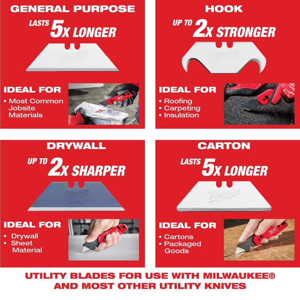 Milwaukee FASTBACK 3 in. 5-in-1 Folding Knife and FASTBACK Folding Utility Knife Set (3-Piece)