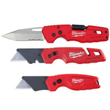Milwaukee FASTBACK 3 in. 5-in-1 Folding Knife and FASTBACK Folding Utility Knife Set (3-Piece)