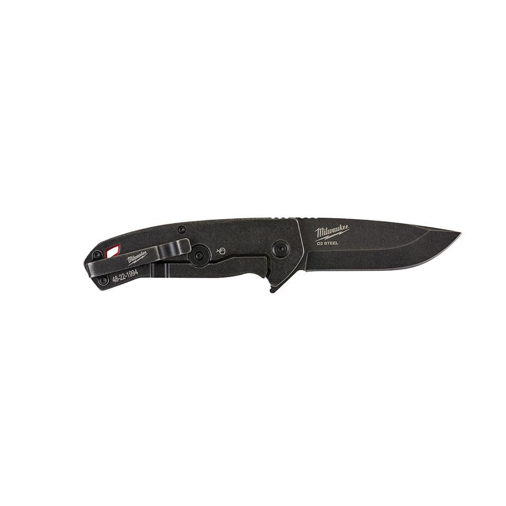 Milwaukee 3 in. Hardline D2 Steel Smooth Blade Pocket Folding Knife, 48-22-1994